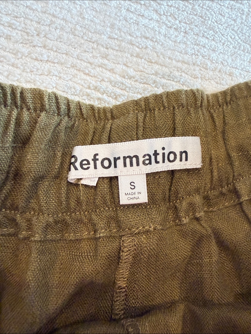 Reformation Linen Pants - Olive & Oatmeal - Picture 8 of 14